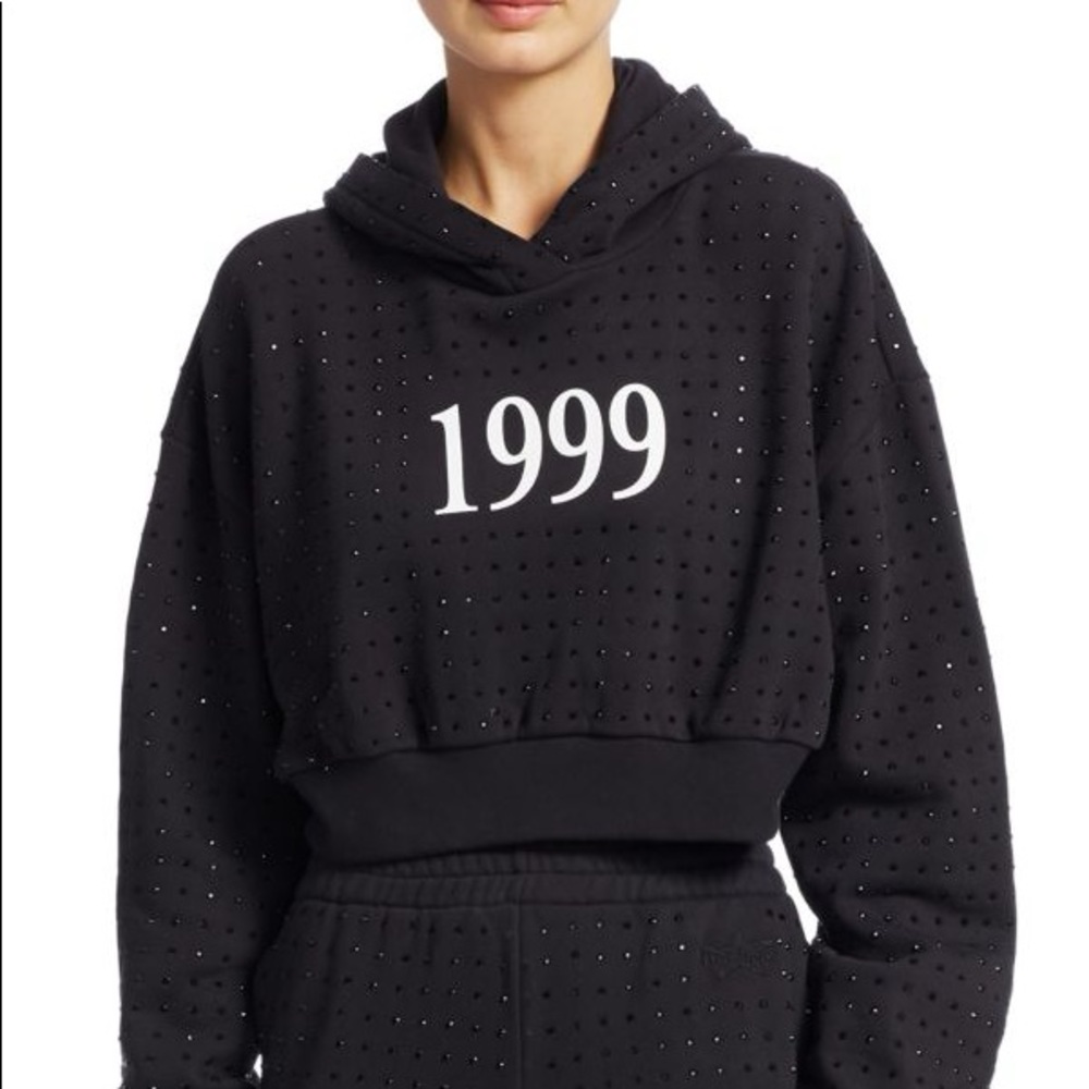 Frankie B Los Angeles 1999 Rhinestone Cropped Hoodie - Size XS